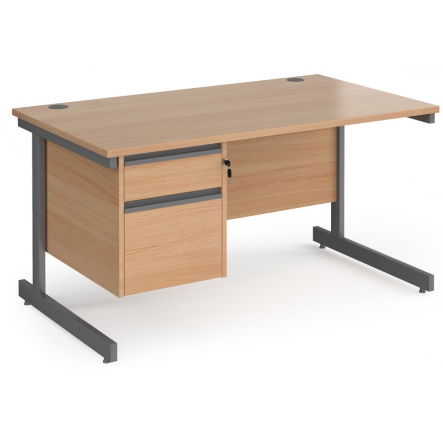 Harlow Straight Office Desk with Fixed Pedestal